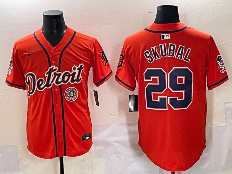 Men 2025 Detroit Tigers #29 Skubal Orange Fashion Nike MLB Jersey style 7157->detroit tigers->MLB Jersey